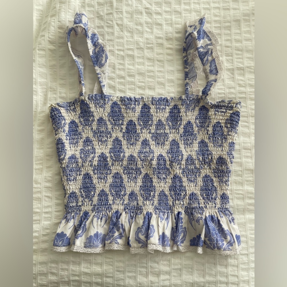 Aritzia Wilfred Tank Top | blue and white | size medium